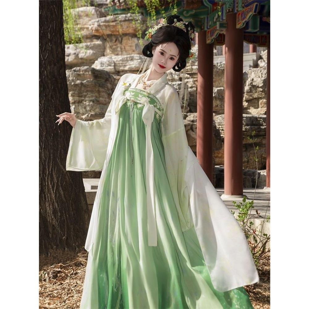 Original Tang Style Hanfu Jiangyun - Red & Blue Qi Xiong Ru Qun, Daily & Performance Ancient Chinese Dress