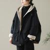 Retro Warm Thickened Fall Winter Cotton Jacket Women Hooded Coat Big Size Leisure