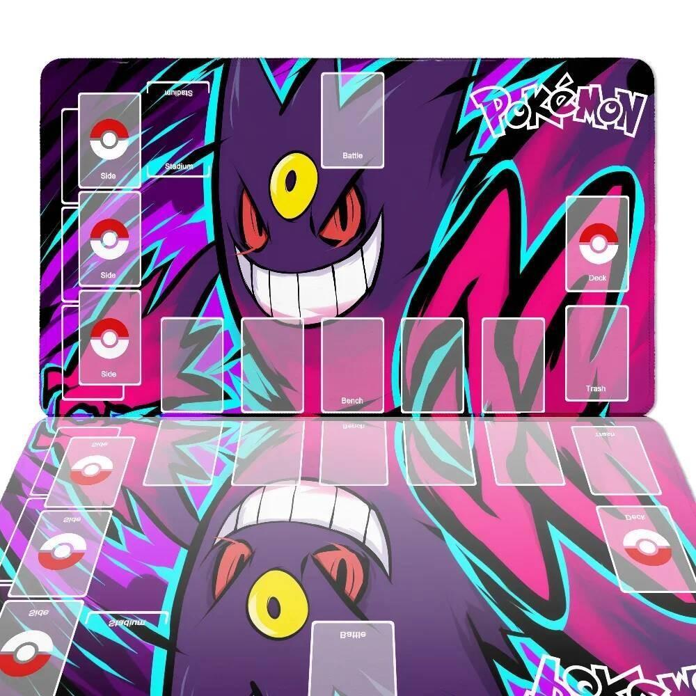 PPokemonGengar Grande Playmat Angewomon DTCG CCG Tappetino Gioco di Carte Collezionabili Tappetino Gioco da Tavolo Tappetino Mouse in Gomma Alta Qualità Gratuito