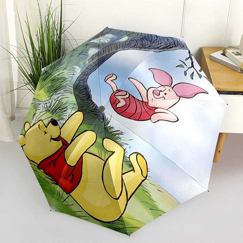 

Winnie and friends Themed Travel Umbrella-8 Ribs Automatic Opening and Closing, Portable Folding Design, Compact and Stylish Umbrella Suitab