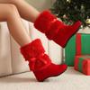 Women's snow boots increase height in autumn and winter Women's short boots Cute bow Christmas Spring Festival New Year boots Festive women's wedding