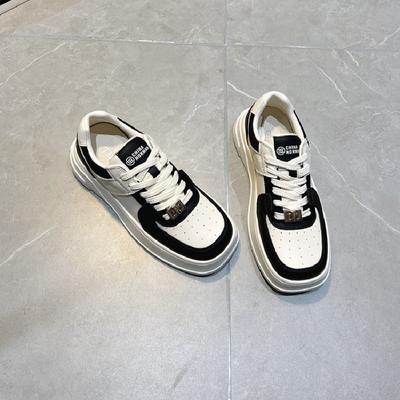 Minority Square Toe Panda Sneakers Women's Spring New Thick-soled Color Matching Casual Sports Small White Shoes Trend