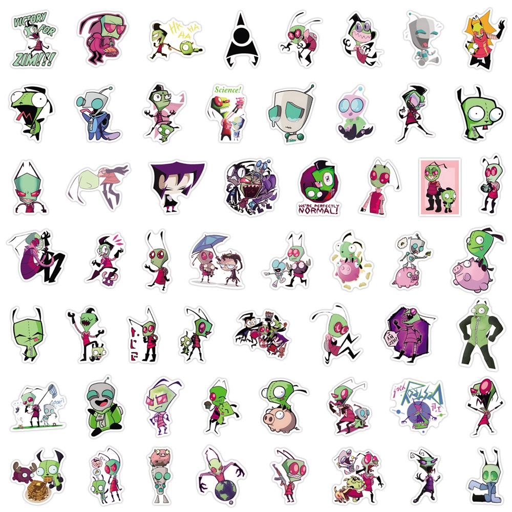 55-110 Invader ZIM Graffiti Stickers for Car, Luggage, and Cups