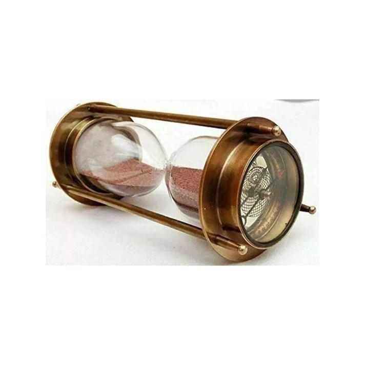 

Винтажные морские песочные часы с компасом - латунная отделка, декоративные песочные часы