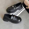 Platform Loafers Women's 2025 New Autumn Versatile Black Small Leather Shoes British Style French Retro Flat Shoes