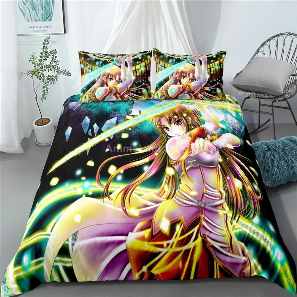 Fashion Gift Cartoon Sword Art Online Bedding Set Anime Bed Linen Quilt Duvet Cover Sets Home Decor Twin Single Queen King Size