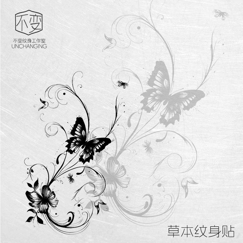 Schmetterling Kräutersaft Tattoo-Aufkleber, Nicht-reflektierendes realistisches Design, Langlebige wasserdichte Körperkunst für einen auffälligen Stil