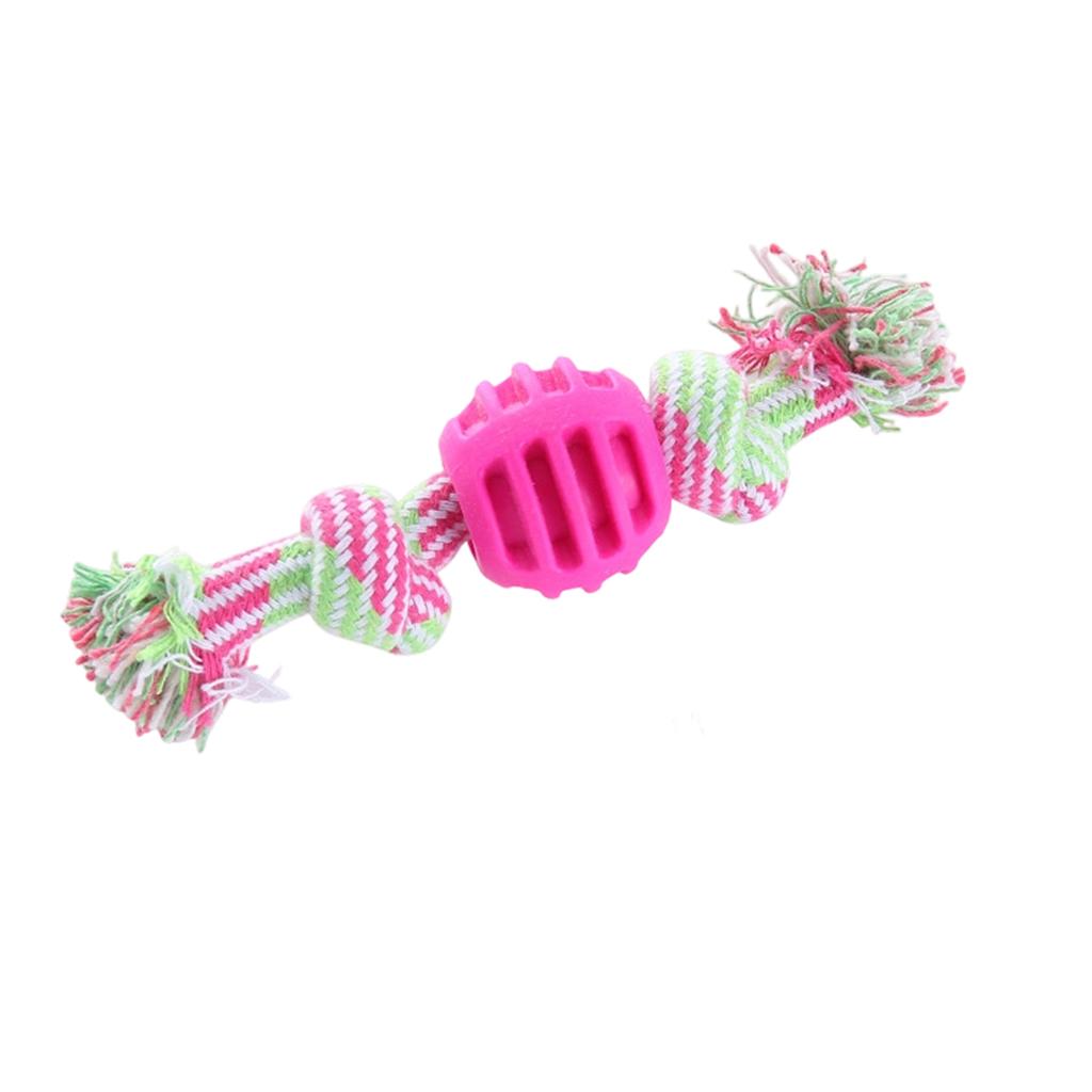 Dog Rope Toy With TPR Ball, Double Knot Chew Toy For Teeth Cleaning, Interactive Puppy Teething Toy For Small To Medium Dogs, Washable Cotton Rope Pet