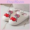 New Plush Cotton Slippers For Home Use With Cartoon Cherry Design For Couples Comfort