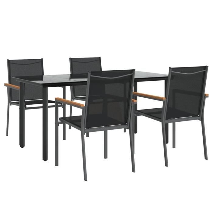 VidaXL Ensemble à manger de jardin 5 pcs noir textilène et acier 3187045