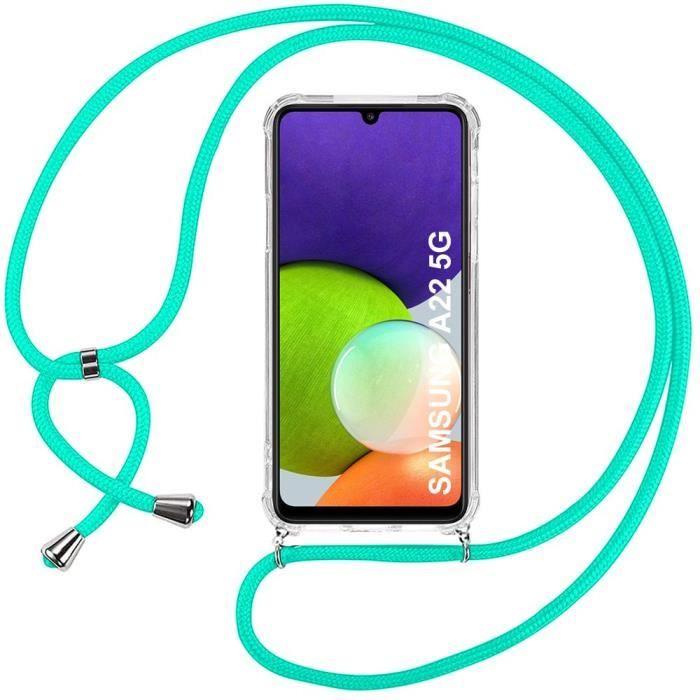 Coque de protection - BOOLING - pour Samsung A22 5G - TPU Souple - AntiChoc - avec Cordon Vert