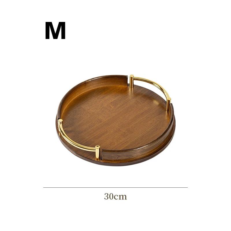 Light Luxury and Simple Home Kitchen Round Bamboo Tray Home Restaurant Tea Set Small Tray Portable Fruit Snack Tray Dropshipping