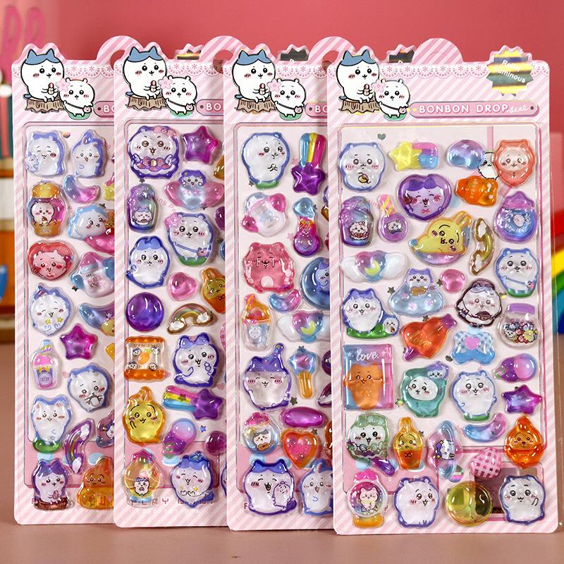 4pcs Cute Cartoon Fun 3d Stickers Chiikawa Stickers Decorate Water Bottles Notebooks Home Decoration Children'S Holiday Gifts