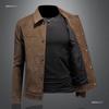 Herren Suede-ähnliche Baumwollmischung Slim Fit Freizeitjacke Leichte Kapuzen-Außenjacke in Khaki Schwarz