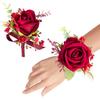 Corsage and Boutonniere Set for Groom Bride Groomsmen Bridesmaids Wedding Party Prom, Artificial Roses Flower Boutonniere for Men Wedding Mother