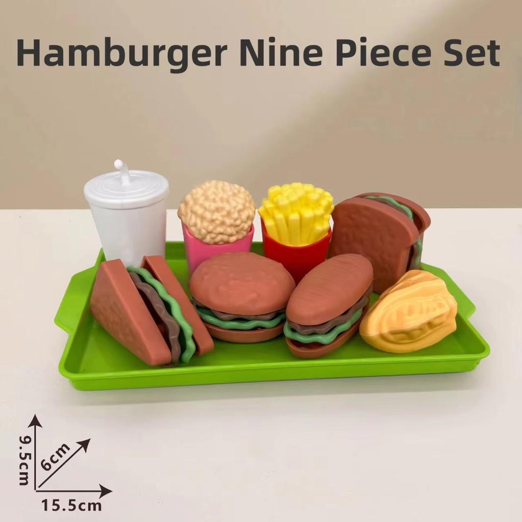 Kids Mini Kitchen Toy Pretends Play Simulated Food Hamburger Vegetables and fruits  Accessories for Children Educational Gift