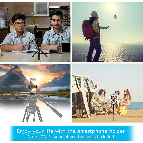 Premium Smartphone Holder/Vertical and Horizontal Tripod Mount Adapter Rotatable Bracket with 1/4 Inch Screw/Adjustable Clip for iPhone, Android Cell