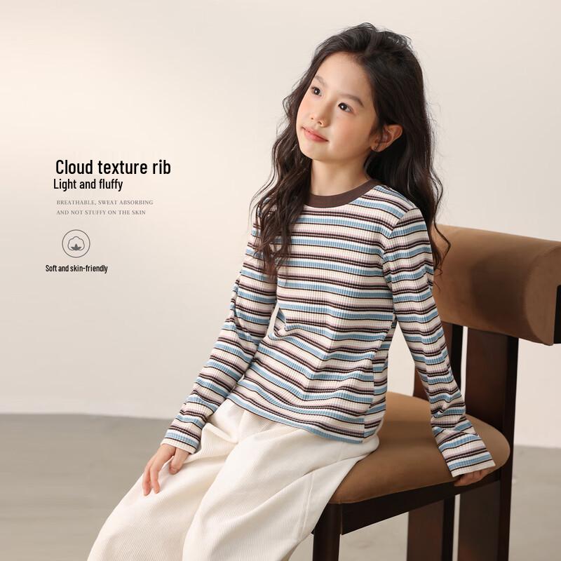 LUSON Girls  Striped Long Sleeve Base Layer T-Shirt 160