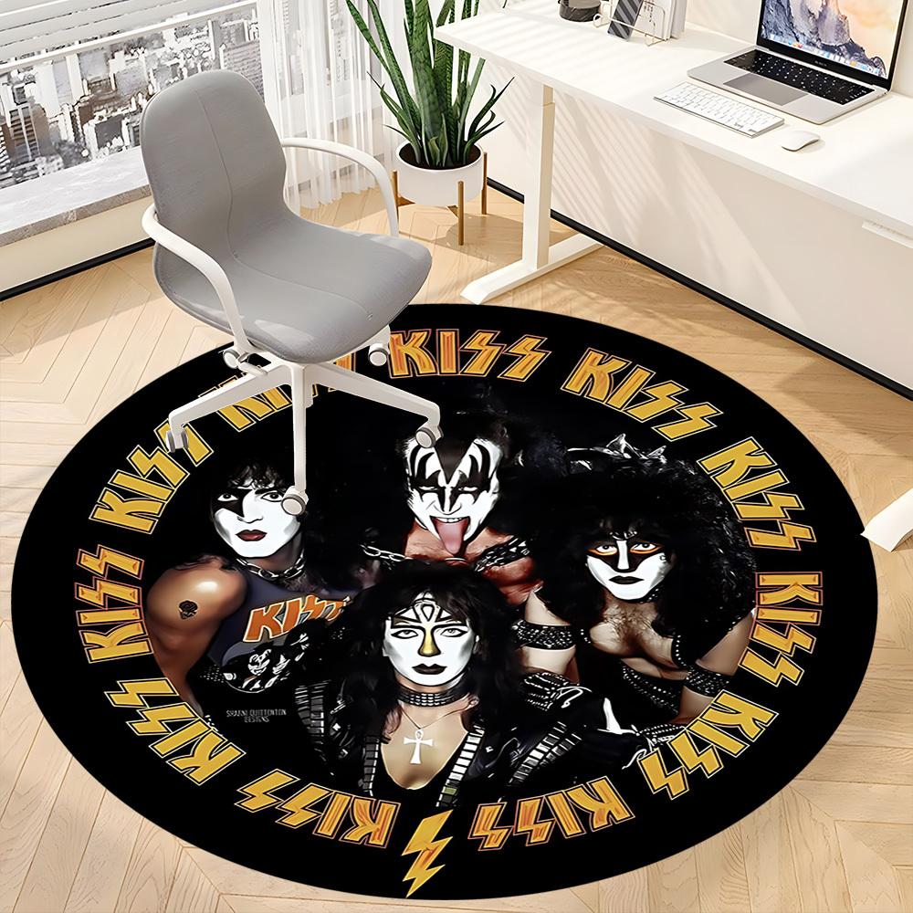 1 Stück KISS Band Büro Runder Teppich, Unter Bürostühlen Schlafzimmer Wohnzimmer Heimdekoration a1016295