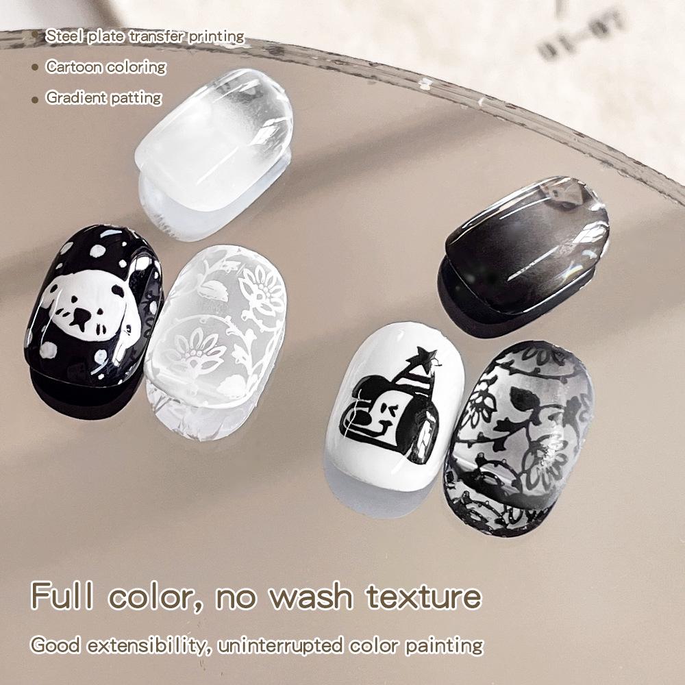 Upgraded No-Wipe Black & White Nail Stamping Gel for Solid Color Painting and Gradient Effects