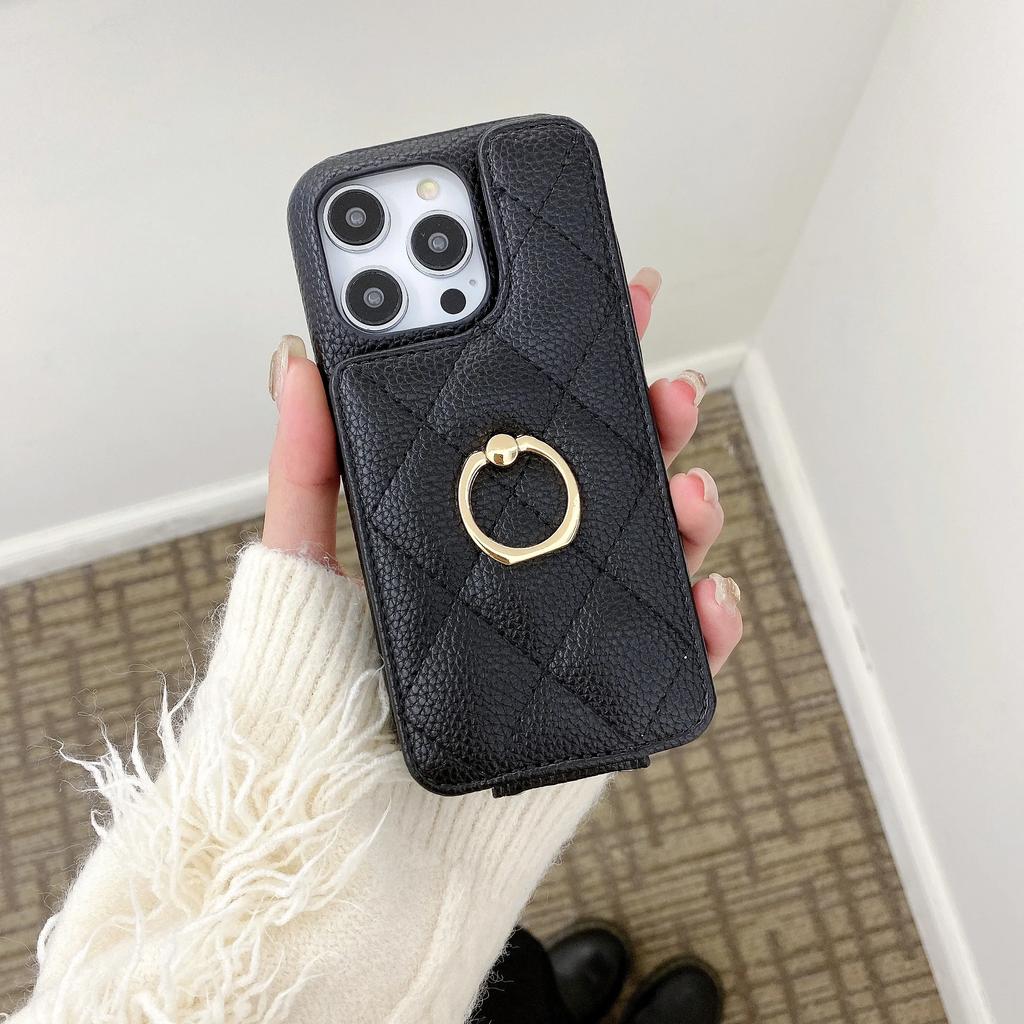 Leather Ring Wallet with Card Holder Phone Case for IPhone 15 14 11 Pro Max 13 12 Mini X XR XS Max 8 7 Plus Shockproof Cover