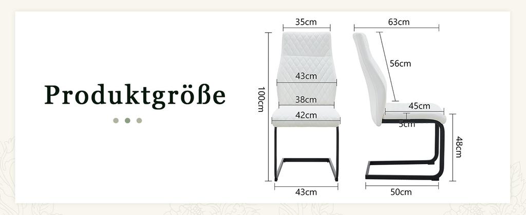 [Set of 2] Dining Chair in White Diamond Pattern: High Backrest + Comfortable Seat Cushion, Black Metal Frame Non-Slip and Durable