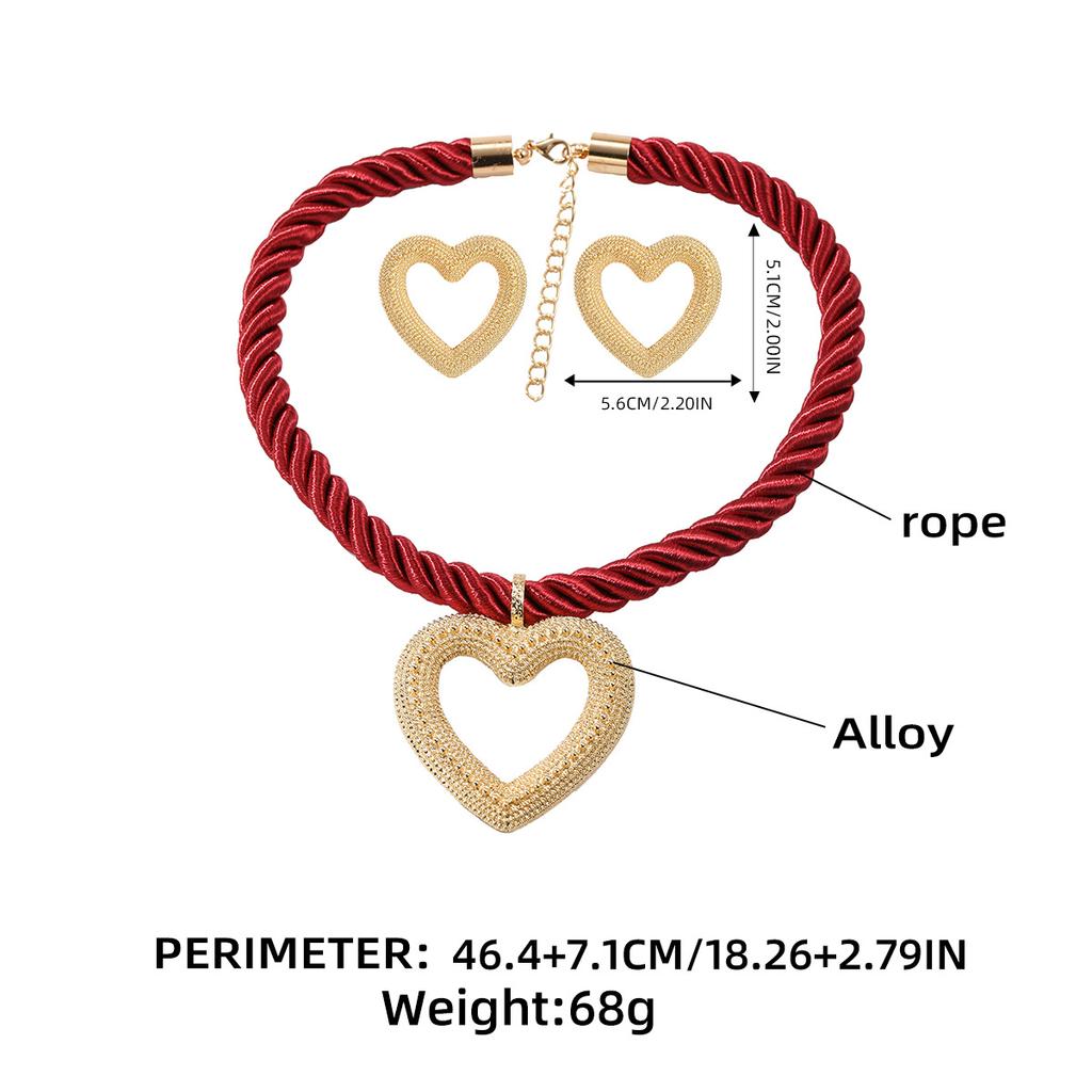 Heart Pendant Woven Twist Necklace for Women Jewelry Gift Holiday Party Wear Accessory