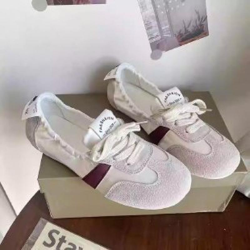 Pantofi de balet francezi de antrenament pentru femei, plat, vară 2024, noi, cu șireturi, respirabili, cu un singur pedal, pantofi albi, pantofi simpli la modă