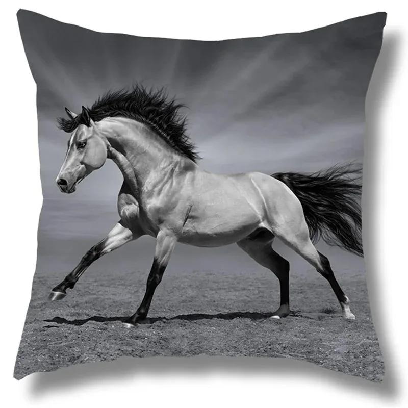 Horse Pattern Home Decoration Pillow Cover Polyester Fiber Cushion Cover Living Room Sofa Cushion Cover