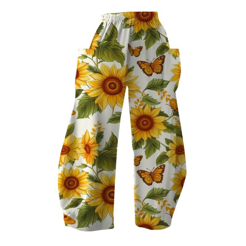 Women's Standard Size Fashion Trendy 3D Printing Oom Print Wide-Leg Pants, Comfortable and Suitable for All Seasons