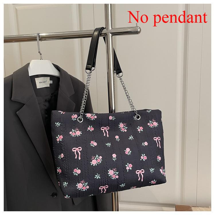 Sweet Bow Floral Shoulder Bag for Women Large Capacity Tote Crossbody Bag College Students Handbag
