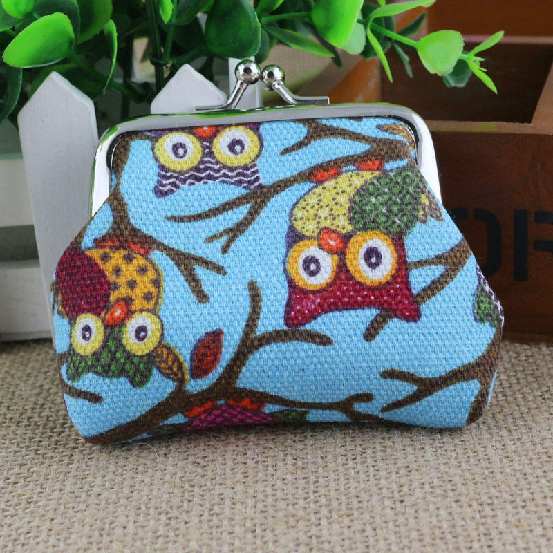 Cute Small Coin Purse Ladies Canvas Owl Cartoon Children's Coin Bag Small Purse