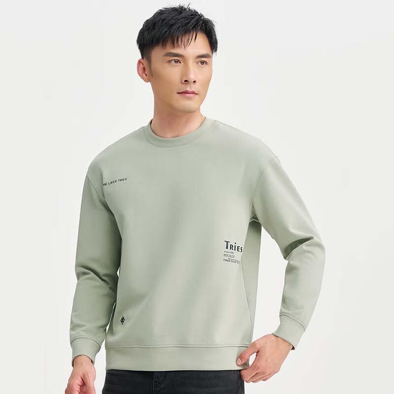 TRIES Men's Loose Breathable Round Neck Printed Sweatshirt