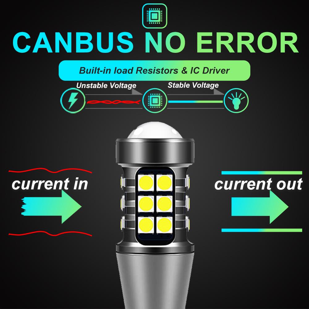 2PCS T15 Signal Lamp W16W LED 921 912 Bulb 12V Super Bright 3030 27SMD Tail Lamp Led Canbus Auto Backup Reserve Lights White 12V Dome Lights 6