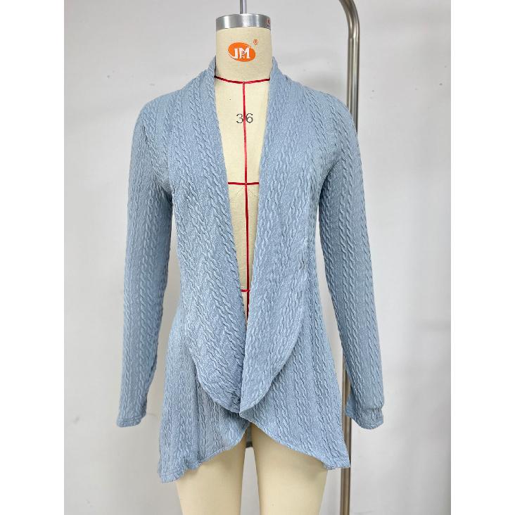 2024 European And American Autumn And Winter New Long Sleeved Solid Color Loose Cardigan Top Women'S Knitted Jacket