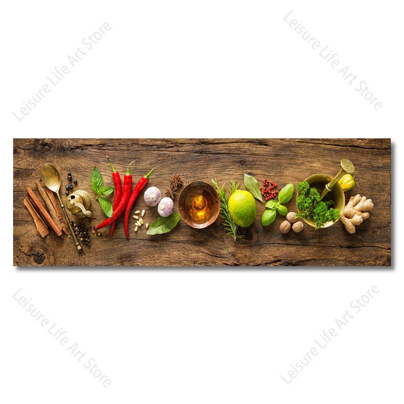 

Красочные травы и специи HD картины холст картины разнообразие специй и трав на кухонном столе настенное искусство декор комнаты без рамки 30x90cm No Framed