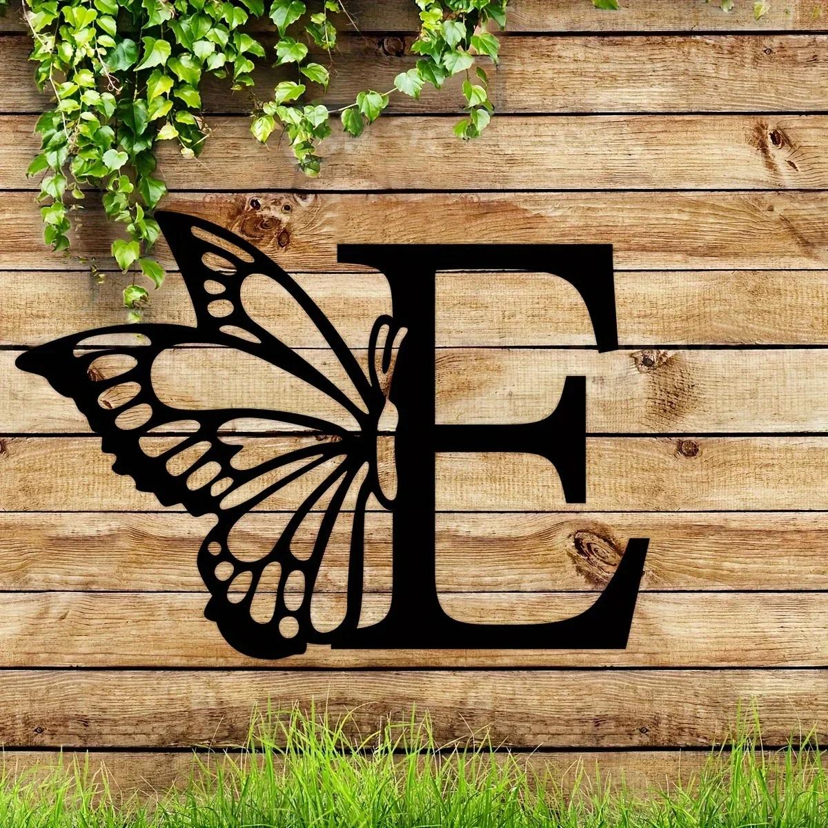 1 шт. Металлический знак с монограммой в виде бабочки - все буквы. Металлические — фото 14