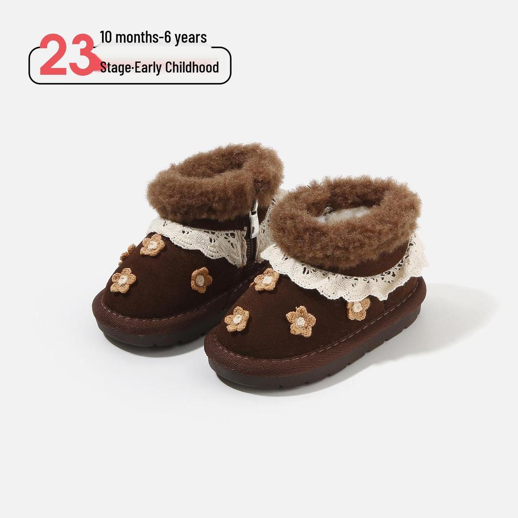 2025 Winter Plush Warm Leather Boots for Girls - Soft Sole Princess Style
