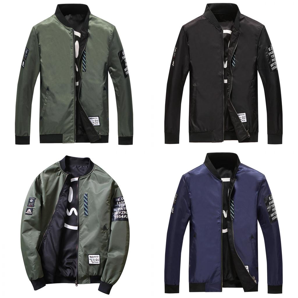 Premium Quality Mens Jacket Ma1 Army Smiling Face Reversible Bomber Jacket Coat