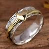 Hand Hammered Heart Pattern Minimalist Silvery Plated Ring Promise Narrow Band Ring For Women Banquet Wedding Jewelry