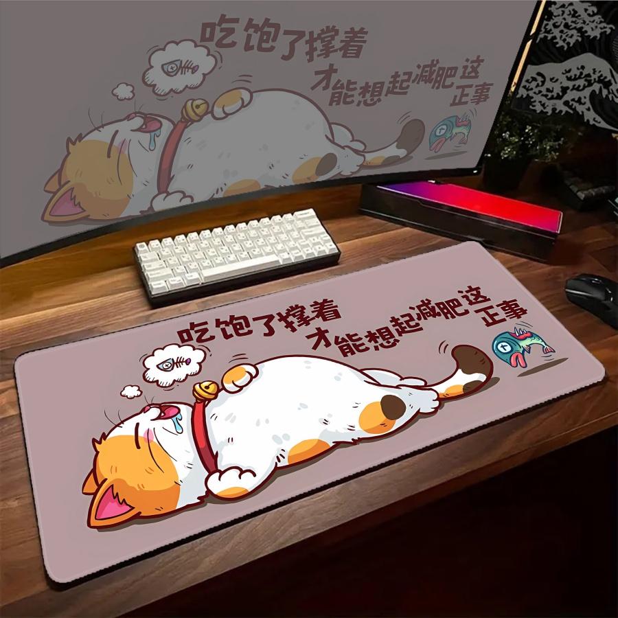 Large Anime Cat Mouse Pads Cute Black Fed Gaming Mousepad Desk Mat Surface Gaming XXL Mousepads Keyboard Cute Desktop Mat