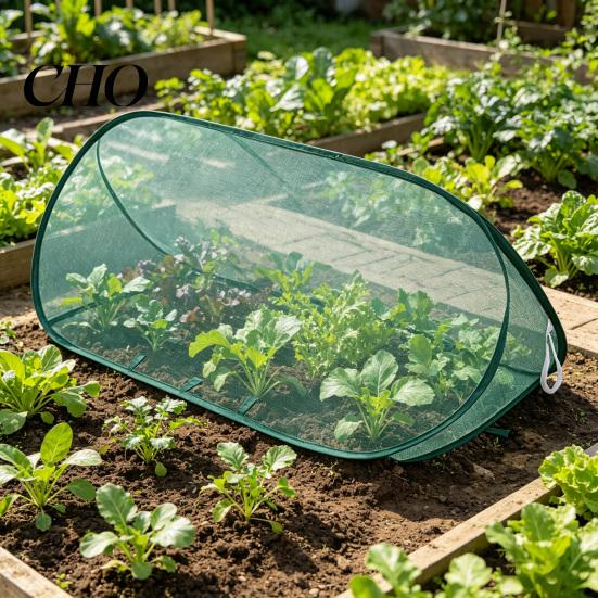 Plant Netting Pop-up Cover Garden Mesh with Ground Spikes Insect Barrier Outdoor Protection Foldable Crop Cage Raised Bed for Rows Vegetable