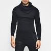 Herrenhemd Einfarbige Rippstrick-Kragen Lässiger Pullover Langarm Unregelmäßiges Frühlingstop für den täglichen Gebrauch
