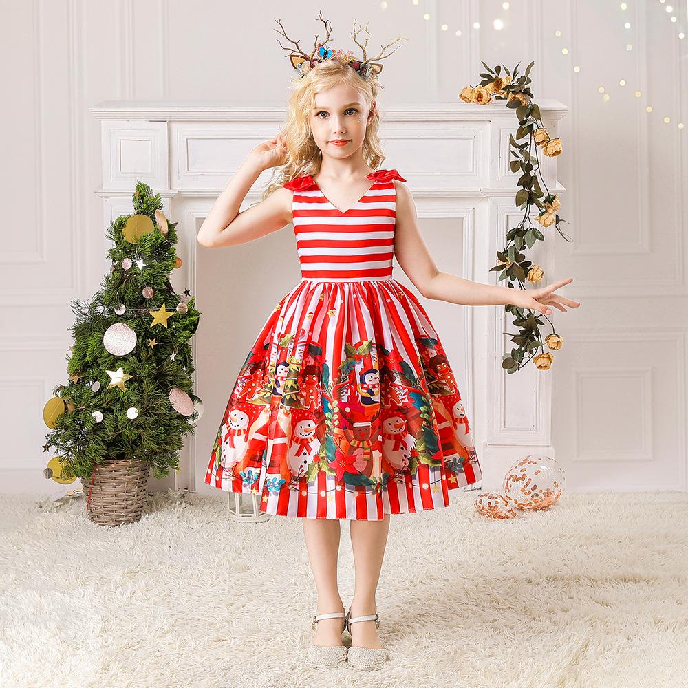 2025 European & American Christmas Santa Claus Girls' Puffy Princess Dress