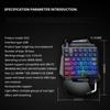 Gaming-Tastatur, Einhand-LED-Hintergrundbeleuchtung, tragbarer Mini-Gaming-Keypad, Game-Controller