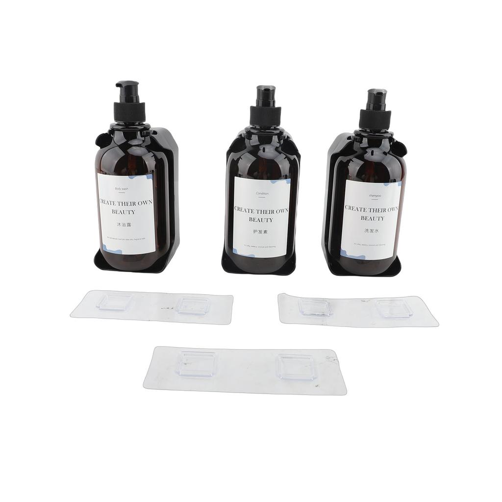 3pcs Soap Dispensers Punchless Wall Mounted Shampoo Shower Gel Conditioner Dispensers for Home Hotel