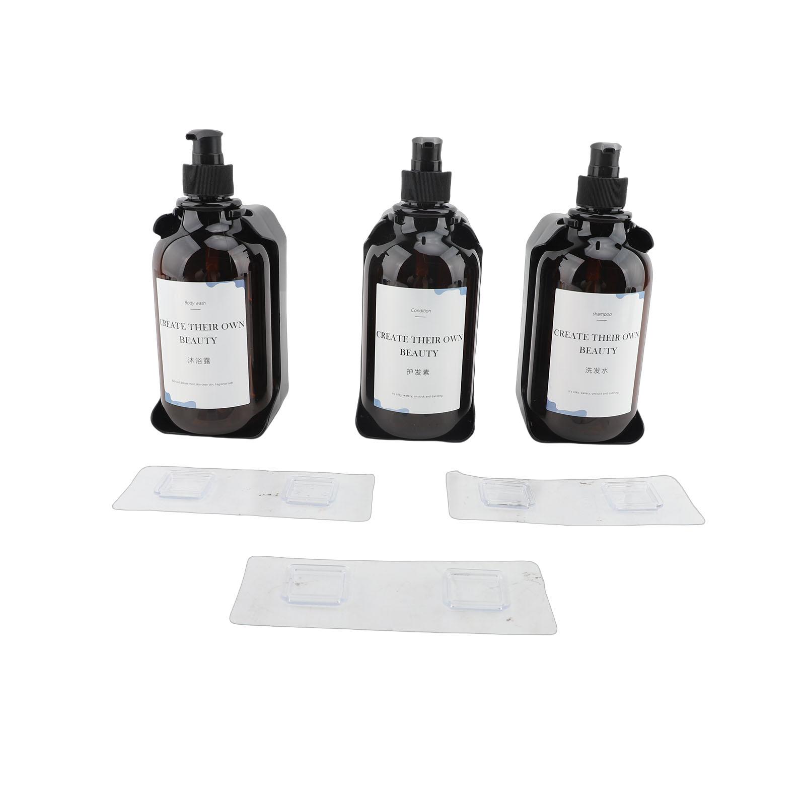 

3pcs Soap Dispensers Punchless Wall Mounted Shampoo Shower Gel Conditioner Dispensers for Home Hotel