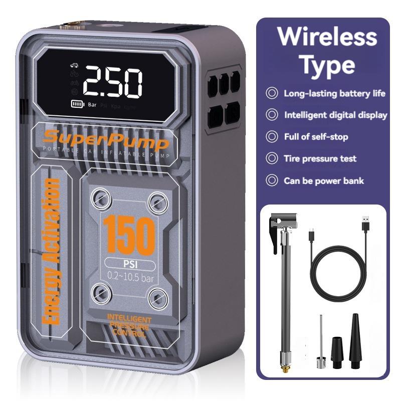 

Автомобильный насос для накачивания, беспроводной светодиодный цифровой дисплей, портативный воздушный компрессор, насос для накачивания шин для велосипедных мячей, аксессуары для мотоциклов