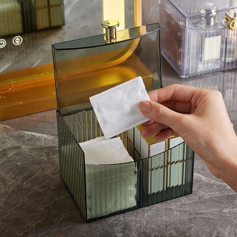 Flip Lid Cotton Swab Storage Box Plastic Qtip Holder Makeup Organizer Swab Pad Holder  Dresser
