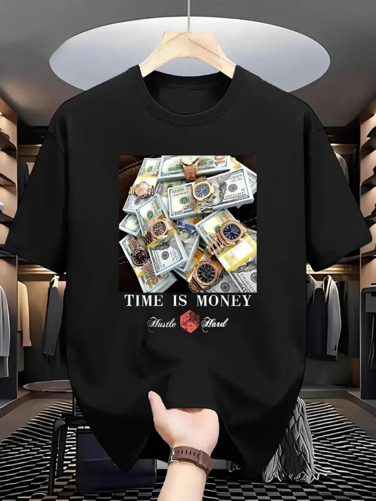 Time Is Money Graphic Men’s T-Shirt Hustle Motivational Streetwear Tee XXXXL